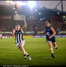 But the magpies held the nerve to clinch a narrow 12.6 (78. First Aflw Game Collingwood V Carlton At Ikon Park Footy Womens Football Fitness Inspo