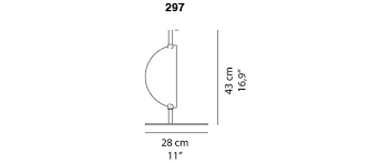 The slender metal rod of the superluna lamp conceals the electrical components and house the light source: Superluna Oluce
