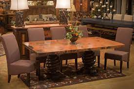Clearly influenced by the later renaissance period, which featured enrichment of ornament and outline, old world reflects the elaborate details of the french and english translation of this significant architectural movement. Old World Rustic Copper Dining Table Rustic Dining Room Other By Woodland Creek Furniture Houzz