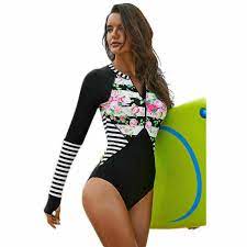 Ablegrid Women Long Sleeve Floral Printed Zip Front One Piece Swimsuit Surfing Swimwear Bathing Suit Xl Walmart Com Long Sleeve Swimsuit Long Sleeve Swimwear Surfing Swimwear