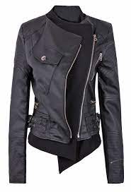Faux Leather Zipper Embellished Biker Jacket Fashion Clothes Faux Leather Biker Jacket