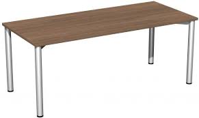 Konferenztisch Rundfuss 180x80cm Nussbaum Silber Konferenztisch Tisch Arbeitsplatte