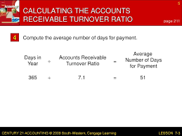 How to calculate accounts receivable turnover the a/r turnover ratio is calculated using data found on a company's income statement and balance sheet. Lesson 7 3 Accounts Receivable Turnover Ratio Ppt Download