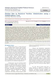 Pdf Dietitian Role In Parenteral Nutrition Administration Among A Multidisciplinary Team