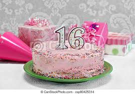 Your best friend is turning 16 and she will have a fabulous party for her birthday. Pretty Pink Birthday Cake For 16th Birthday A Pretty Pink Sprinkled Birthday Cake With The Numbers 16 On Top Gifts And Canstock