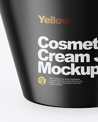 Download Glossy Cream Jar Mockup In Jar Mockups On Yellow Images Object Mockups PSD Mockup Templates