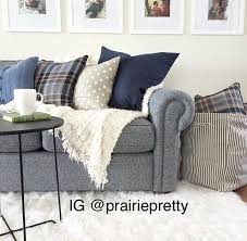 Navy Blue Sofa Farmhouse Transitional Couch Living Room Toss Pillows Farm House Living Room Grey Couch Living Room Couches Living Room