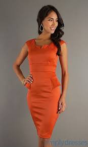Orange Knee Length Career Dress At Simplydresses Com Dresses Short Dresses Casual Knee Length Dresses Formal