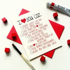 I Love You Coz Anniversary Love Card With Funny List Of Reasons Green Bean Studio