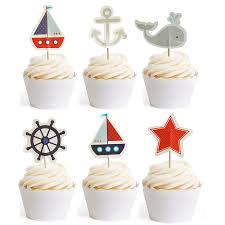 Nautical party nautical wedding vintage nautical nautical theme baby shower nautical baptism nautical baby shower decorations lakeside wedding nautical place my nautical baby shower. Nautical Cupcake Toppers Whale Cake Decorations For Baby Shower Wedding Birthday Party 24 Counts By Gocrown Buy Online In Andorra At Andorra Desertcart Com Productid 46597384