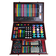 123 Pieces Deluxe Wooden Art Box Set Complete Art Paint Pencil Marker Wooden Art Box Box Art Wooden Art