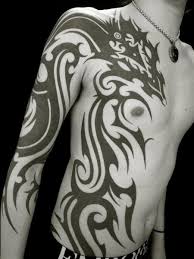 Tatuagem Braco Peito Lado Tribais Dragao Por Apocaript
