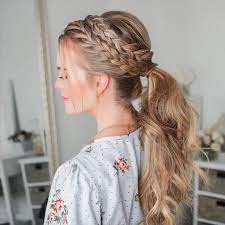 Easy Ponytail Braided Hair With Puffy Crown Tutorial On Blond Long Hair Beautiful For A Bride Braids For Long Hair Easy Hairstyles For Long Hair Hair Styles