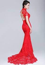 Lace Fishtail Cheongsam Qipao Chinese Wedding Dress Chinese Wedding Dress Bridal Dresses Reception Dress