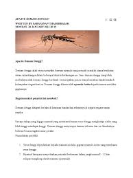 Muntah antara langkahnya ialah memusnahkan tempat pembiakan nyamuk. Apa Itu Demam Denggi