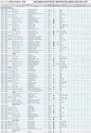 watercolor holbein pigment codes downloadable pdf