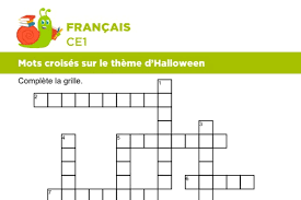 Tabouret, table, baignoire, lit, bureau, fauteuil, lavabo, banc mots fléchés à imprimer. Mots Croises Sur Le Theme D Halloween