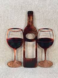 Wine Bottle Glass Metal Art Wine Bar Decor Etsy Metal Tree Wall Art Metal Art Decor Metal Tree