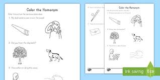This is the fourth grade reading section. Color The Correct Homograph Worksheet Teacher Made