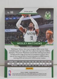 Wesley Matthews 2020-21 Prizm Basketball Silver Prizms Card #168 Milwaukee  Bucks