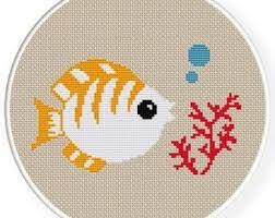 See more ideas about cross stitch, stitch, cross stitch patterns. Cross Stitch Fish On Etsy A Global Handmade And Vintage Marketplace Cross Stitch Patterns Cross Stitch Animals Cross Stitch