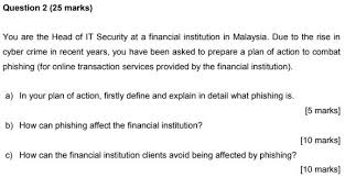 There are two main regions in malaysia, peninsular malaysia (west malaysia), located south of thailand; Solved Question 2 25 Marks You Are The Head Of It Secur Chegg Com