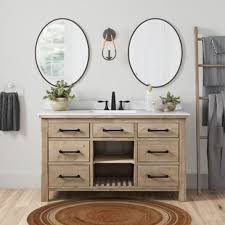 The cabinet is made with 100% solid wood and plywood only! Farmhouse Rustic Vanities Birch Lane