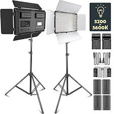 Buy In Uganda Led Video Light Samtian Dimmable Bi Color 600 Led Studio Lights Lighting Kit 3200k 5600k Led Panel Light With Barndoor 2m Light Stand For Youtube Studio Photography Video Shooting