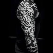 Epic sleeve tribal long tattoo on boy's hand. 40 Sleeve Black And White Tribal Tattoo Designs