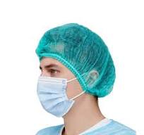 Non Woven Head Cover Double Elastic White Blue Mob Cap Disposable Clip Cap