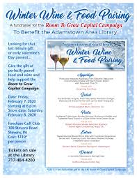 Every human being can taste and. Winter Wine Food Pairing Dinner Adamstown Area Library