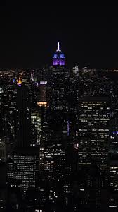 The lights of new york's brooklyn bridge don't just twinkle in the night sky, they beckon! Download Wallpaper 1440x2560 Night City City Lights Skyscrapers Night Skyline New York Usa Qhd Samsung Galaxy S6 S7 Edge Note Lg G4 Hd Background