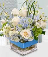 Each product is just as beautiful as it appears in the picture. Welcome Baby Boy Flower Arrangement In Monument Co Enchanted Florist