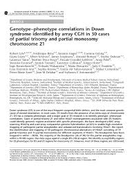 Pdf Genotype Phenotype Correlations In Down Syndrome Identified By Array Cgh In 30 Cases Of Partial Trisomy And Partial Monosomy Chromosome 21