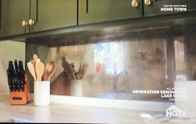 from season 3 ep 10 of the hgtv show home town a diy mercury glass backsplash plain glass was f mercury glass backsplash glass backsplash diy backsplash