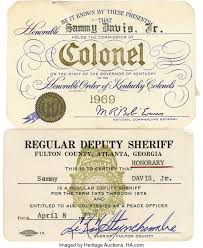 Driver license branch (renewals only). Sammy S Colonel And Deputy Sheriff Id Cards A Card Identifying Lot 24070 Heritage Auctions