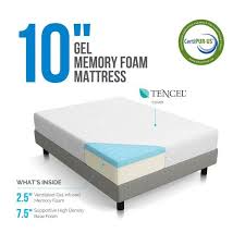 Lucid 10 Dual Layered Gel Memory Foam Mattress Queen Walmart Com In 2020 Memory Foam Mattress Foam Mattress Gel Memory Foam Mattress