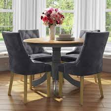 ( 5.0 ) out of 5 stars 1 ratings , based on 1 reviews current price $246.99 $ 246. Small Round Dining Table With 4 Velvet Chairs In Grey With Oak Finish Rhode Island Kaylee Buyitdirect Ie