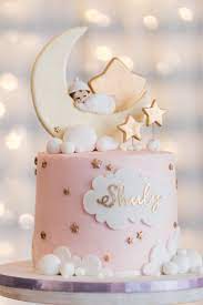 Twinkle Twinkle Party Stunning Baby Shower Ideas Darling Celebrations Moon Baby Shower Cake Baby Shower Cakes Girl Pink Baby Shower Cake