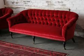 Hommoo convertible sectional sleeper sofa,modern velvet fabric sofa with 2 pillows,reversible l shaped chaise sofa with wood legs lounge chairs for living room (wine red) 3.5 out of 5 stars 14 $729.00 $ 729. Ruby Red Tufted Velvet Sofa With Brass Nailhead