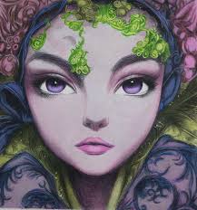 Coloring page eyes with Prismacolor and Luminance pencils