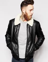 Asos Faux Leather Bomber Jacket With Borg Collar At Asos Com Faux Leather Bomber Jacket Bomber Jacket Jackets