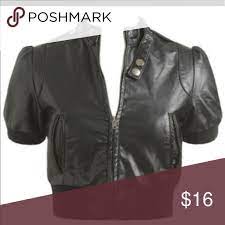 Cropped Short Sleeved Faux Leather Jacket Leather Jacket Jackets Faux Leather Jackets