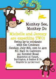 Twins Baby Shower Invitation Boy Girl Monkey Printable Xmas Present Twins Baby Shower Invitations Twins Baby Shower Invitations Boys Twins Baby Shower