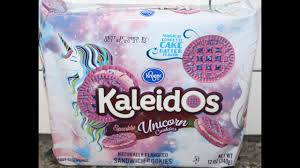 The golden unicorn horn is made with an ice cream cone coated in gold dust. Kroger Kaleidos Sparkly Unicorn Cookies With Magical Confetti Cake Batter Flavor Review Youtube