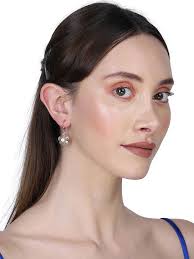 Buy Carlton London 925 Sterling Rose Gold Floral Shaped Drop Earrings Online