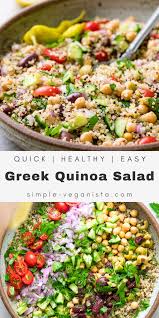 Greek Quiona Salad Quick Easy Recipe The Simple Veganista In 2020 Greek Quinoa Salad Clean Eating Vegetarian Recipes Vegetarian Recipes