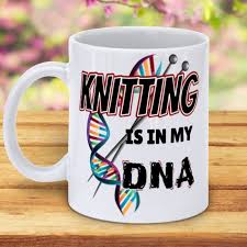 I continue to avoid the big red blob, distracting myself with blue hats. Knitting Is In My Dna Coffee Mug 5amily