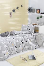 Enlora Home 100 Dogal Pamuk Tek Kisilik Nevresim Takimi Liana Gri Trendyol