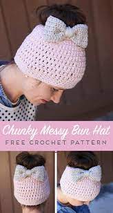 Messy Bun Free Crochet Pattern Daisy Cottage Designs Crochet Bow Pattern Crochet Hats Crochet Bows